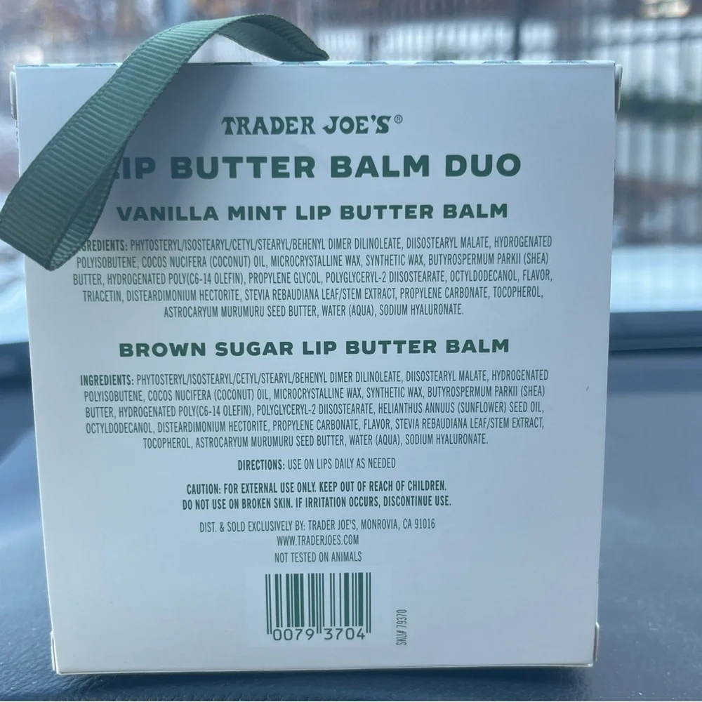 Trader Joe's Lip Butter Balm Duo Vanilla Mint Brown Sugar NWT